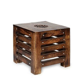 Solid Wood Hand Carved Side Table
